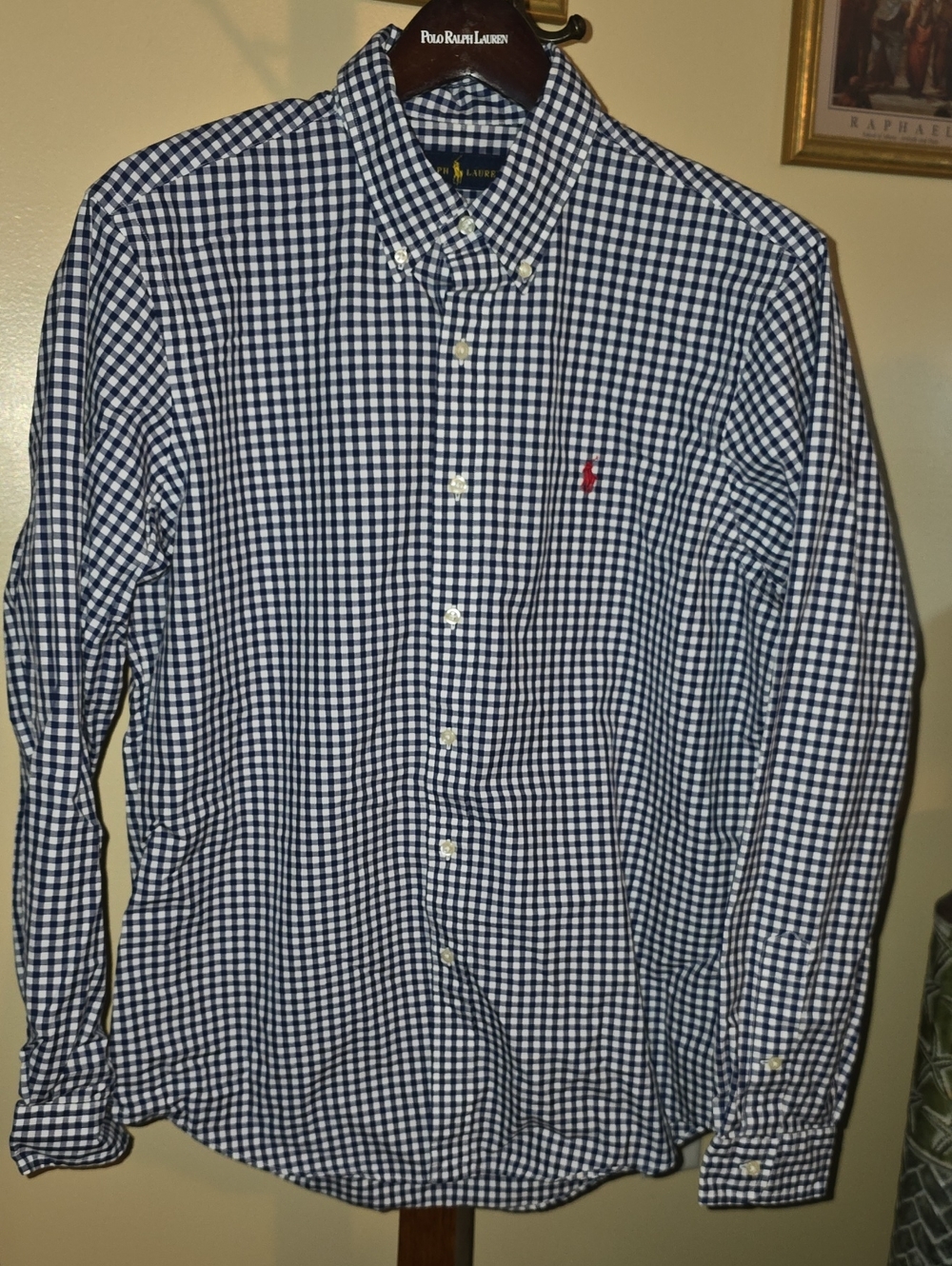 Polo by Ralph Lauren Navy & White Check Button-Down Shirt with Red Pony